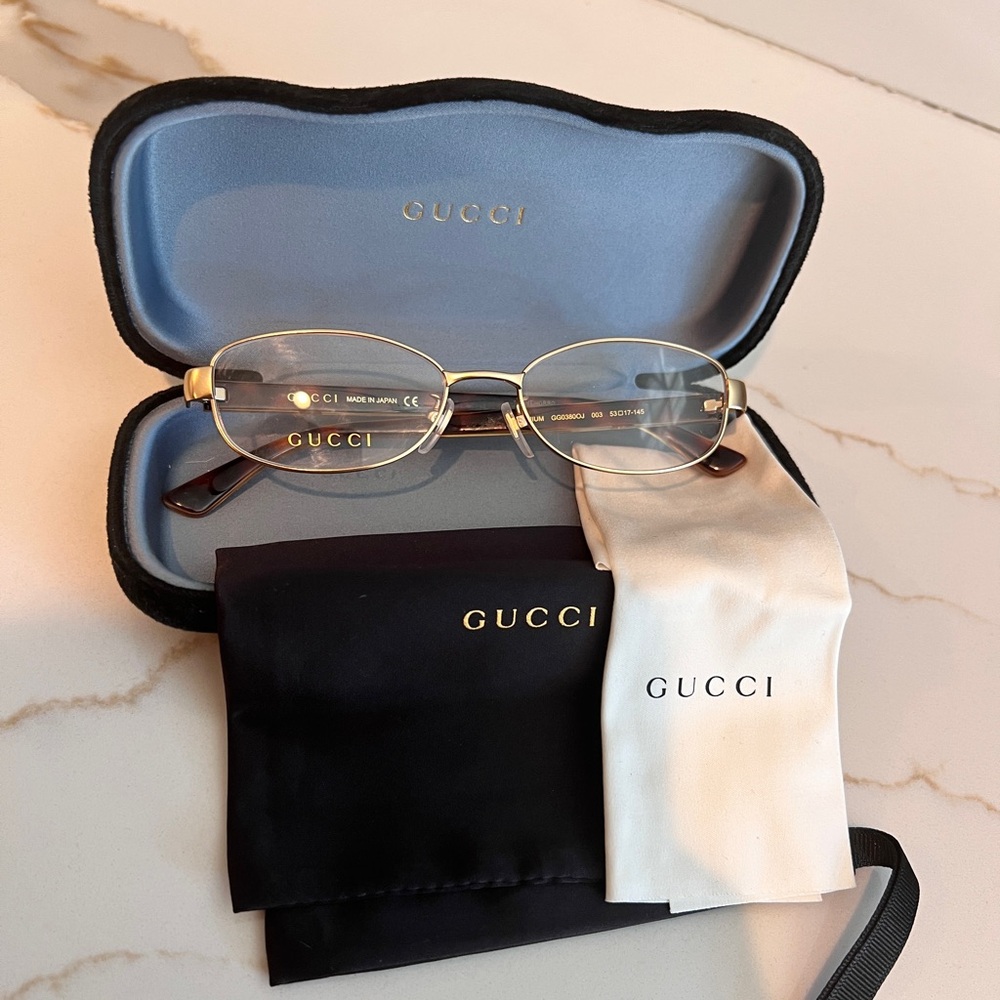 Gucci Eyeglasses Frames GG0380OJ 003 53-17-145 Gold Titanium Made in Japan